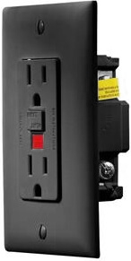 RV Designer AC GFCI Dual Outlet With Black Cover Plate